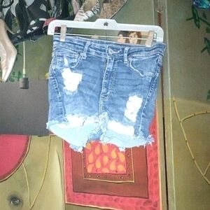 American Eagle Outfitters Blue Distressed Jean Shorts